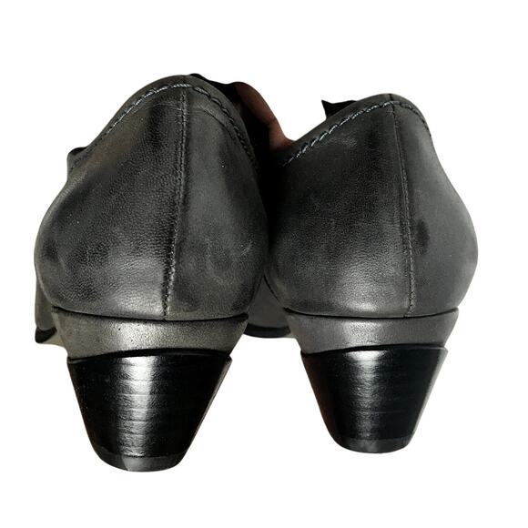 Biala Women's 38M Dark Gray Leather Lace Up Block Heeled Shoes with Pleat - Picture 5 of 10